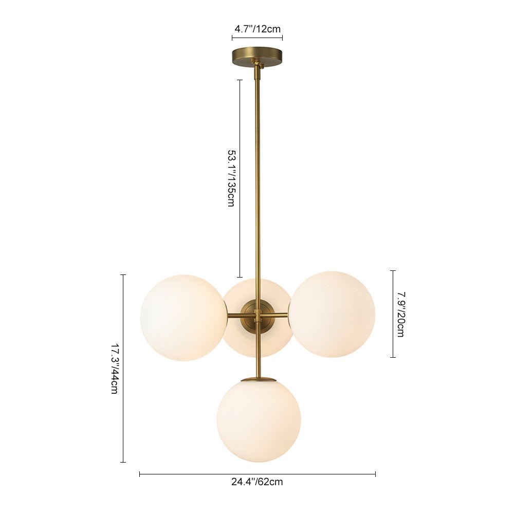 (OpenBox) 4-Light Opal Glass Globe Sputnik Semi Flush Chandelier