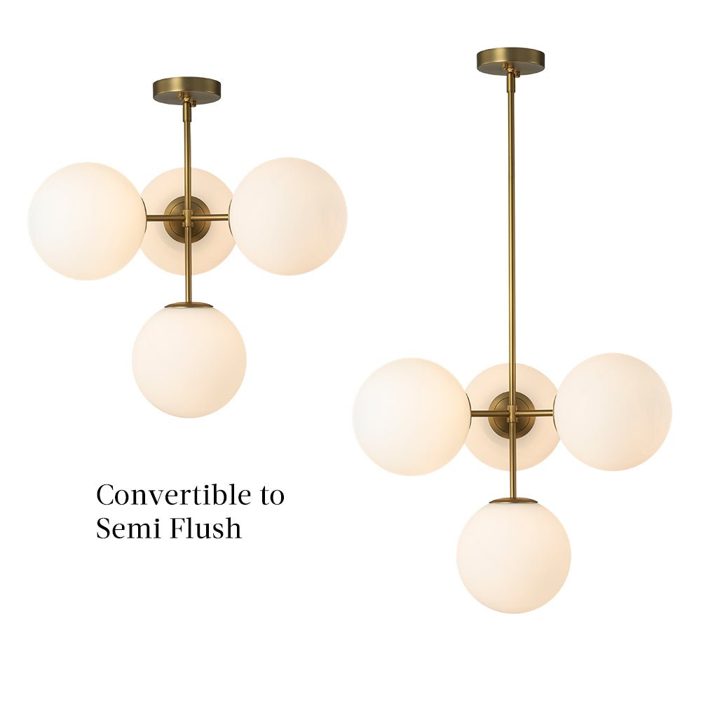 (OpenBox) 4-Light Opal Glass Globe Sputnik Semi Flush Chandelier
