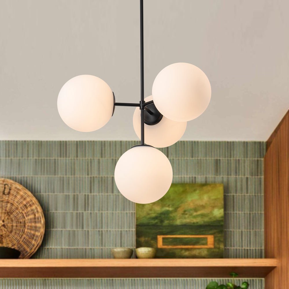 (OpenBox) 4-Light Opal Glass Globe Sputnik Semi Flush Chandelier