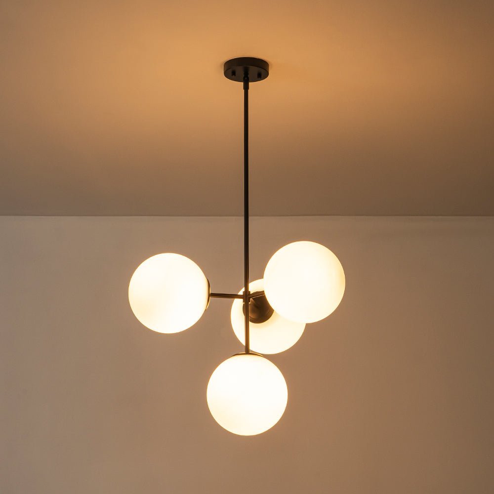 (OpenBox) 4-Light Opal Glass Globe Sputnik Semi Flush Chandelier