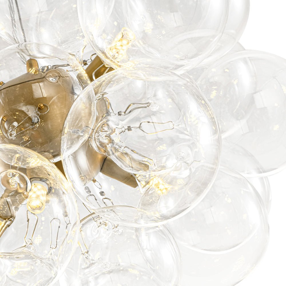(OpenBox) 6-Light Dimmable Brass Cluster Clear Glass Bubble Sphere Chandelier