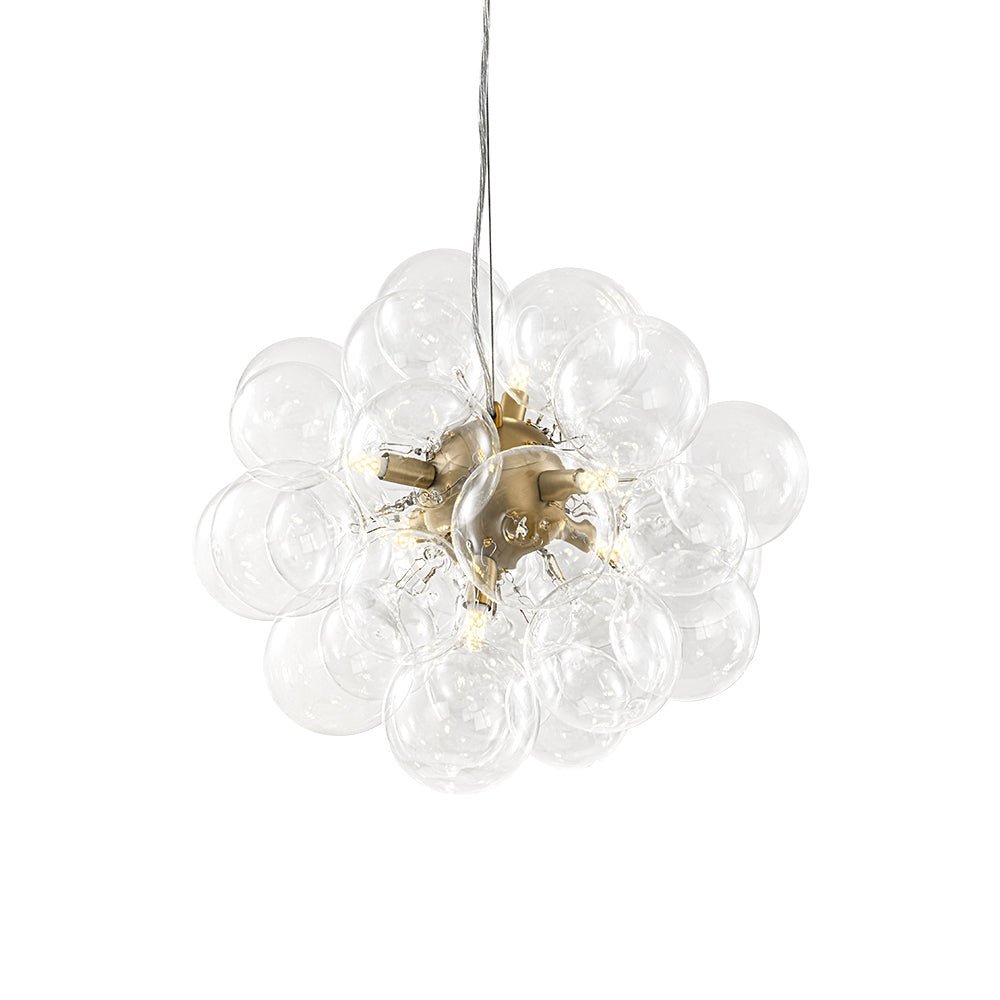 (OpenBox) 6-Light Dimmable Brass Cluster Clear Glass Bubble Sphere Chandelier