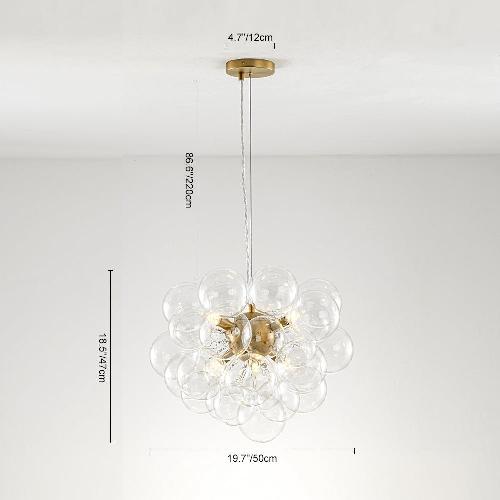 (OpenBox) 6-Light Dimmable Brass Cluster Clear Glass Bubble Sphere Chandelier