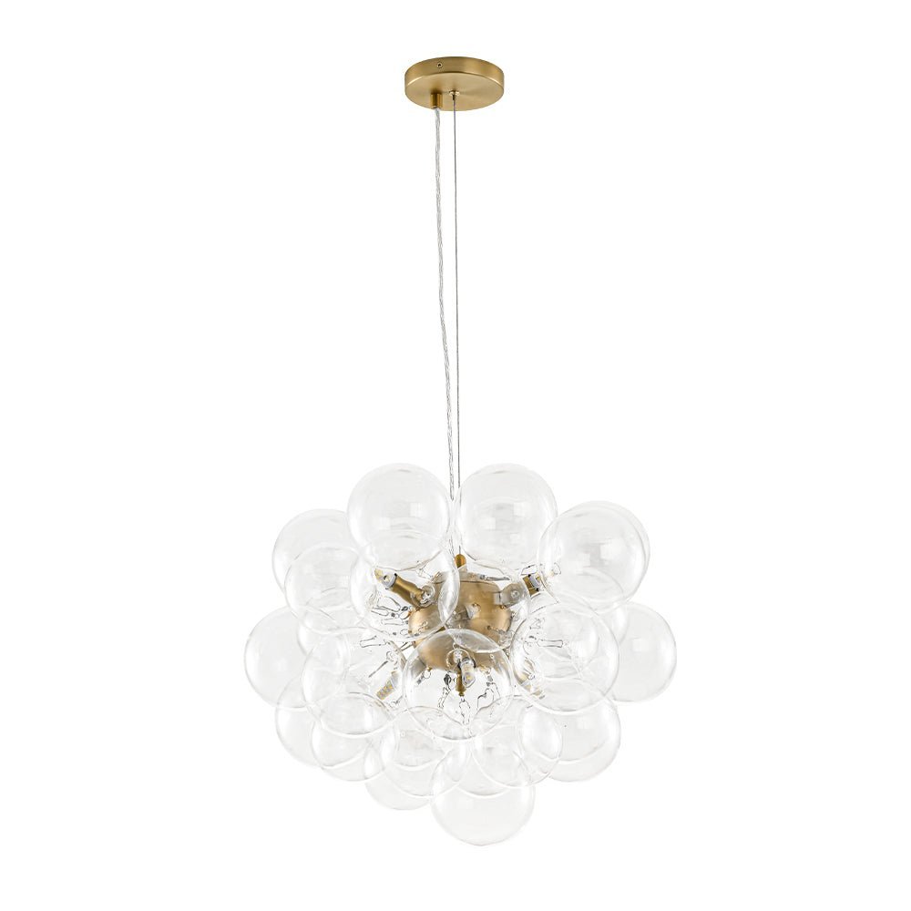 (OpenBox) 6-Light Dimmable Brass Cluster Clear Glass Bubble Sphere Chandelier