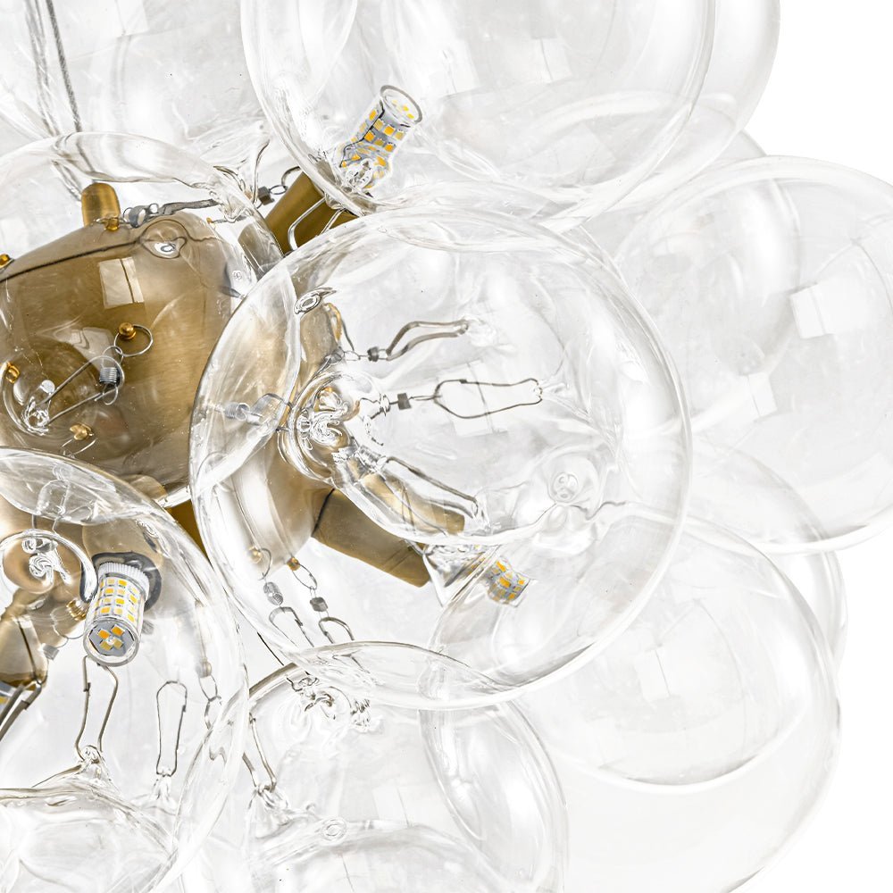 (OpenBox) 6-Light Dimmable Brass Cluster Clear Glass Bubble Sphere Chandelier