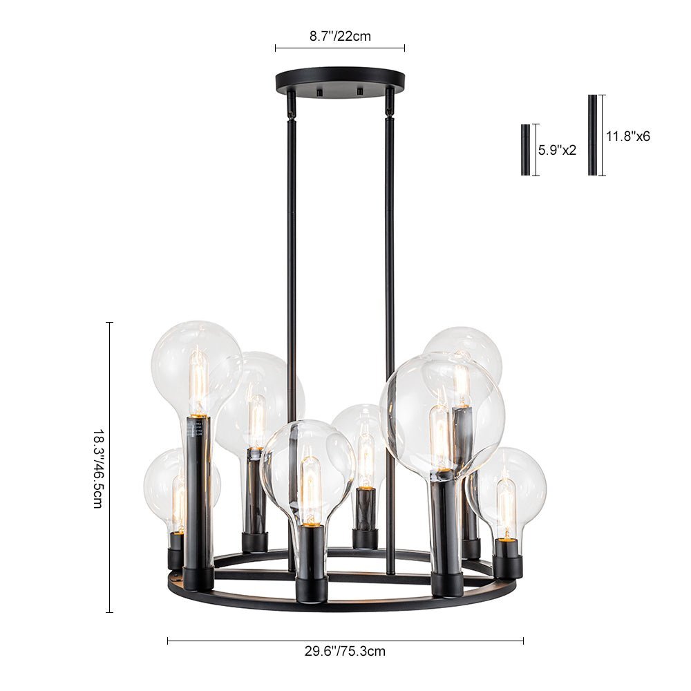 (OpenBox) 8-Light Glass Globe Wagon Wheel Chandelier