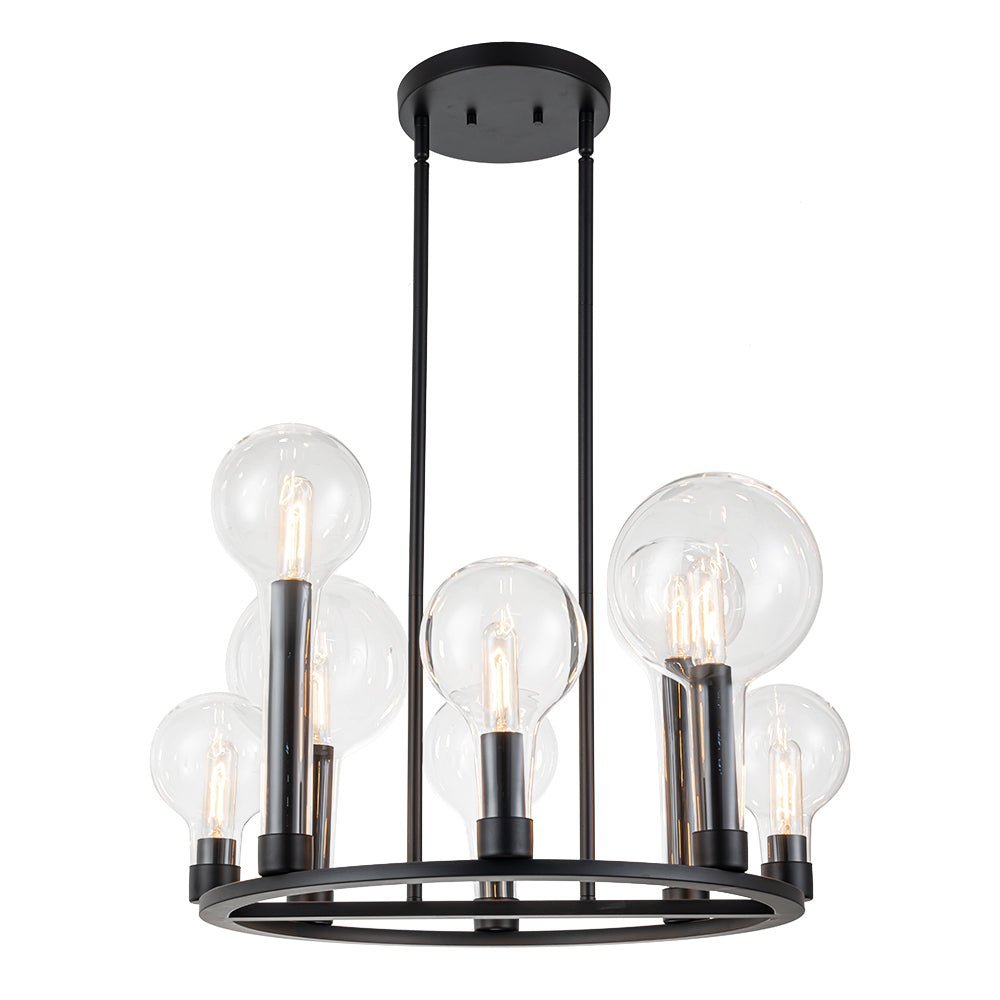 (OpenBox) 8-Light Glass Globe Wagon Wheel Chandelier