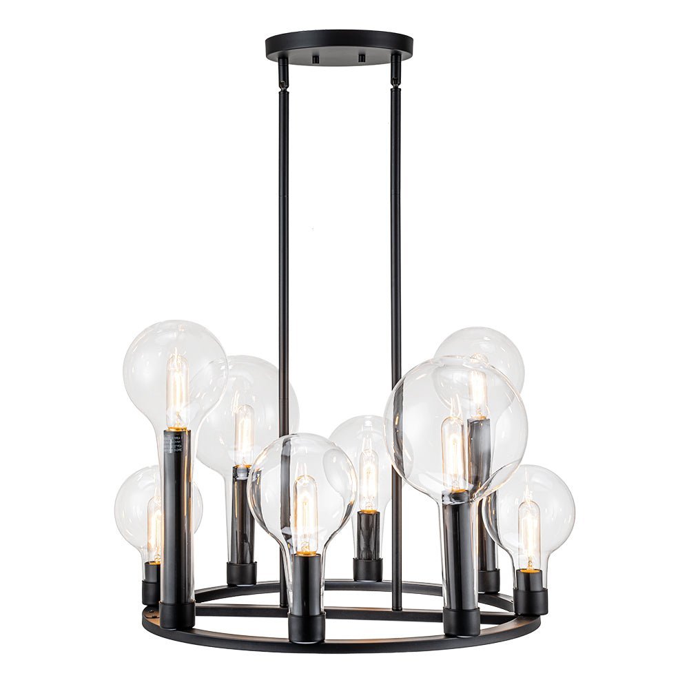 (OpenBox) 8-Light Glass Globe Wagon Wheel Chandelier