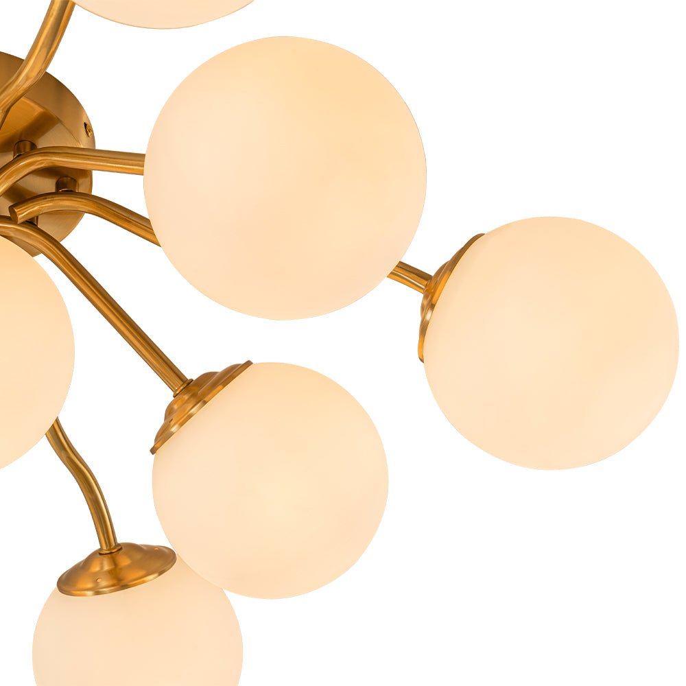 (OpenBox) Bloom Brass Frosted Glass Bubble Semi Flush Chandelier