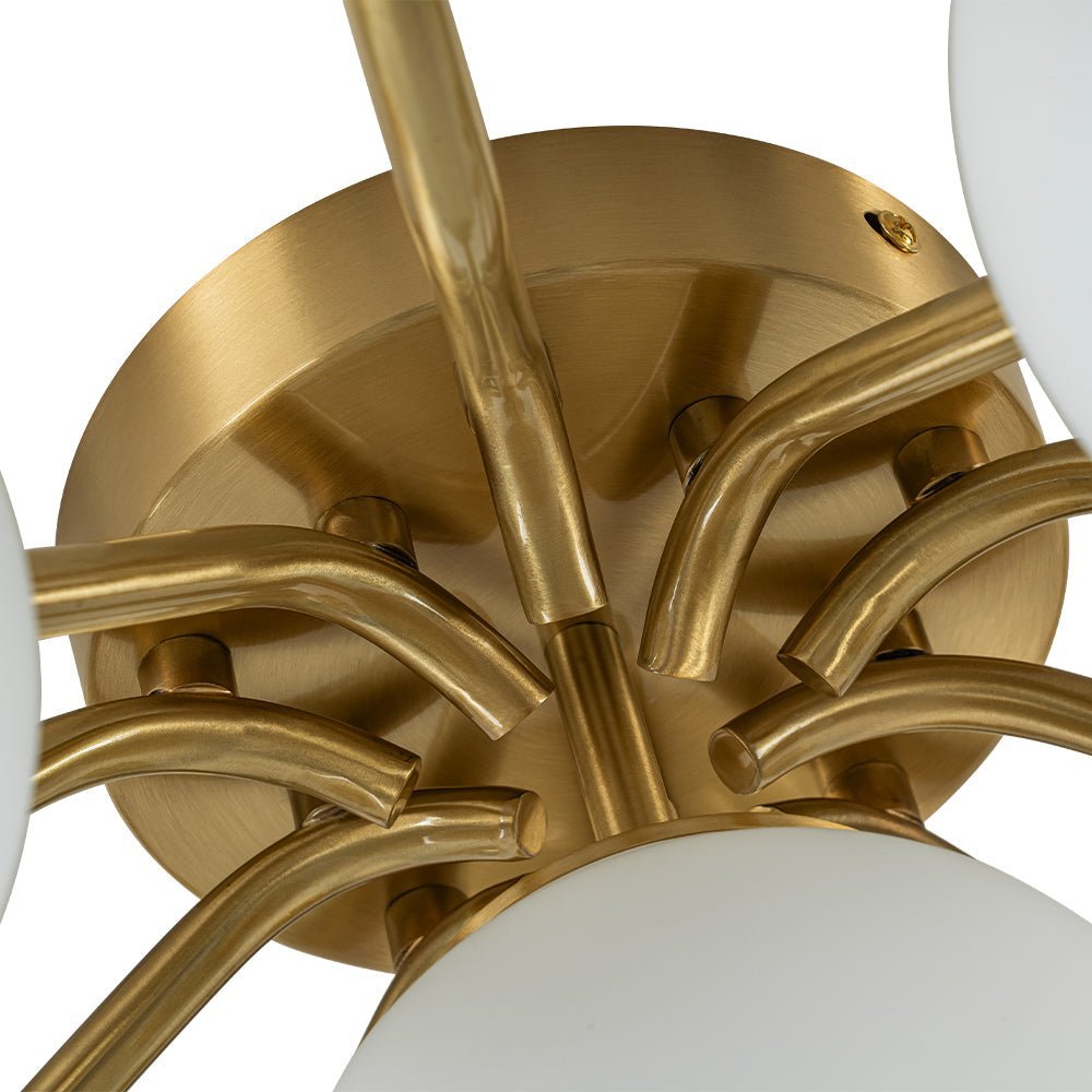 (OpenBox) Bloom Brass Frosted Glass Bubble Semi Flush Chandelier