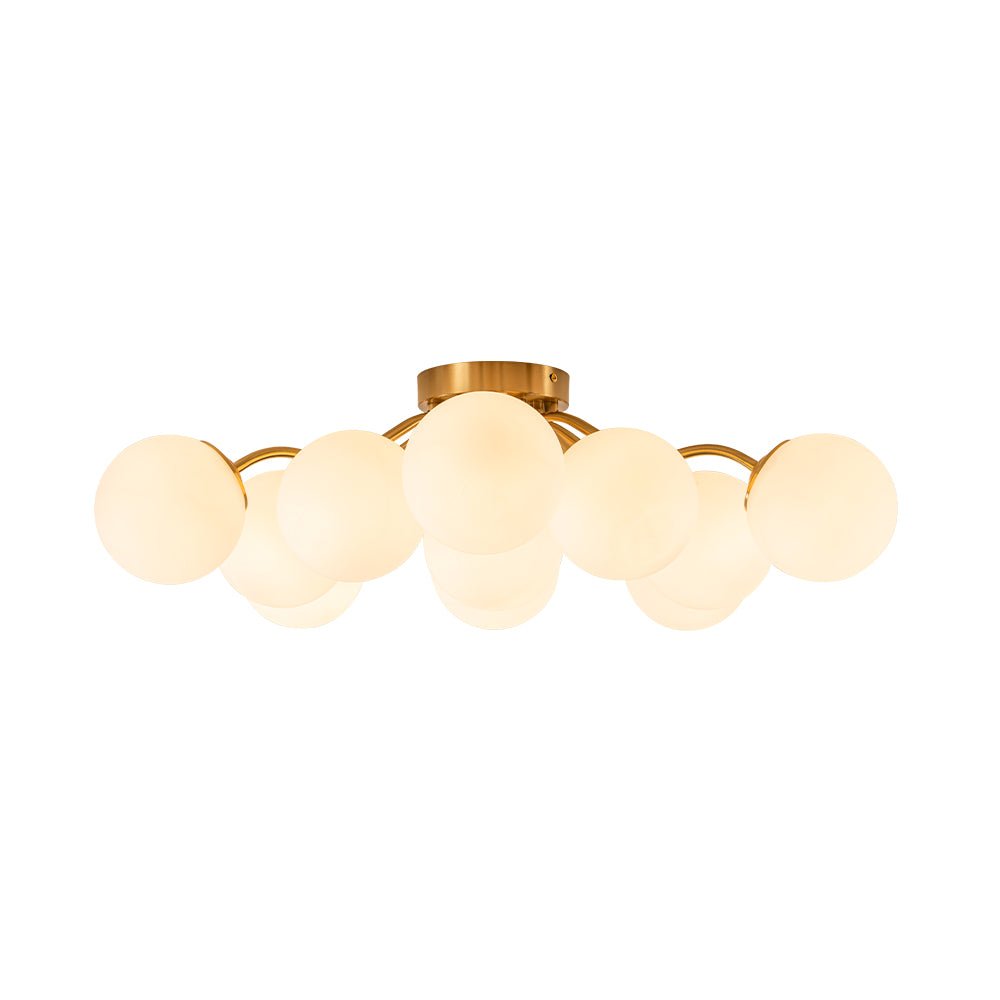 (OpenBox) Bloom Brass Frosted Glass Bubble Semi Flush Chandelier