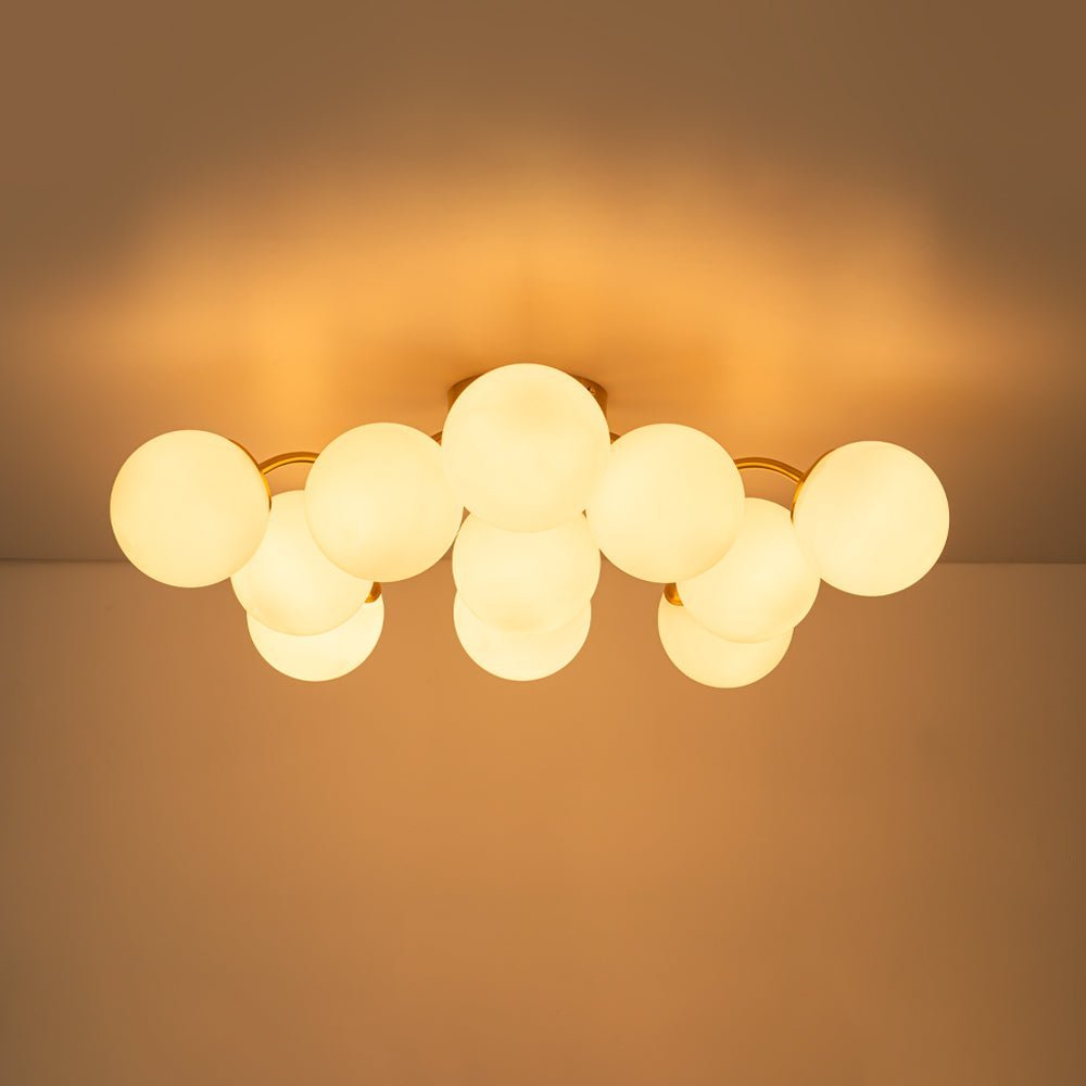 (OpenBox) Bloom Brass Frosted Glass Bubble Semi Flush Chandelier