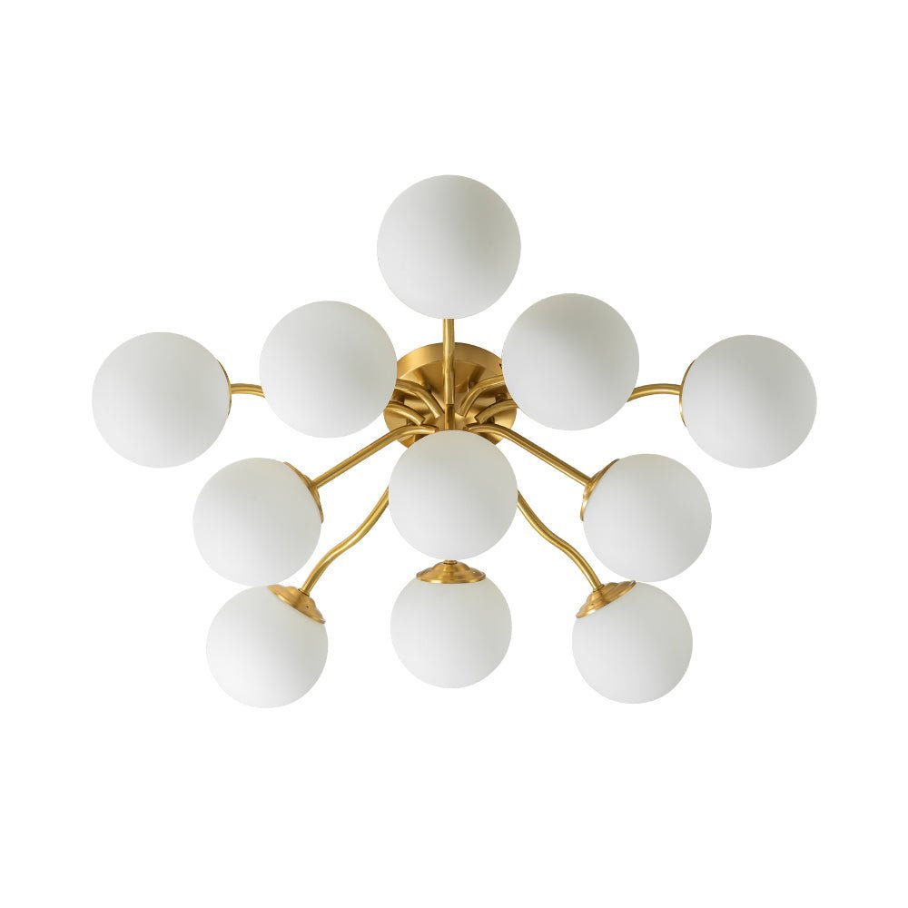 (OpenBox) Bloom Brass Frosted Glass Bubble Semi Flush Chandelier