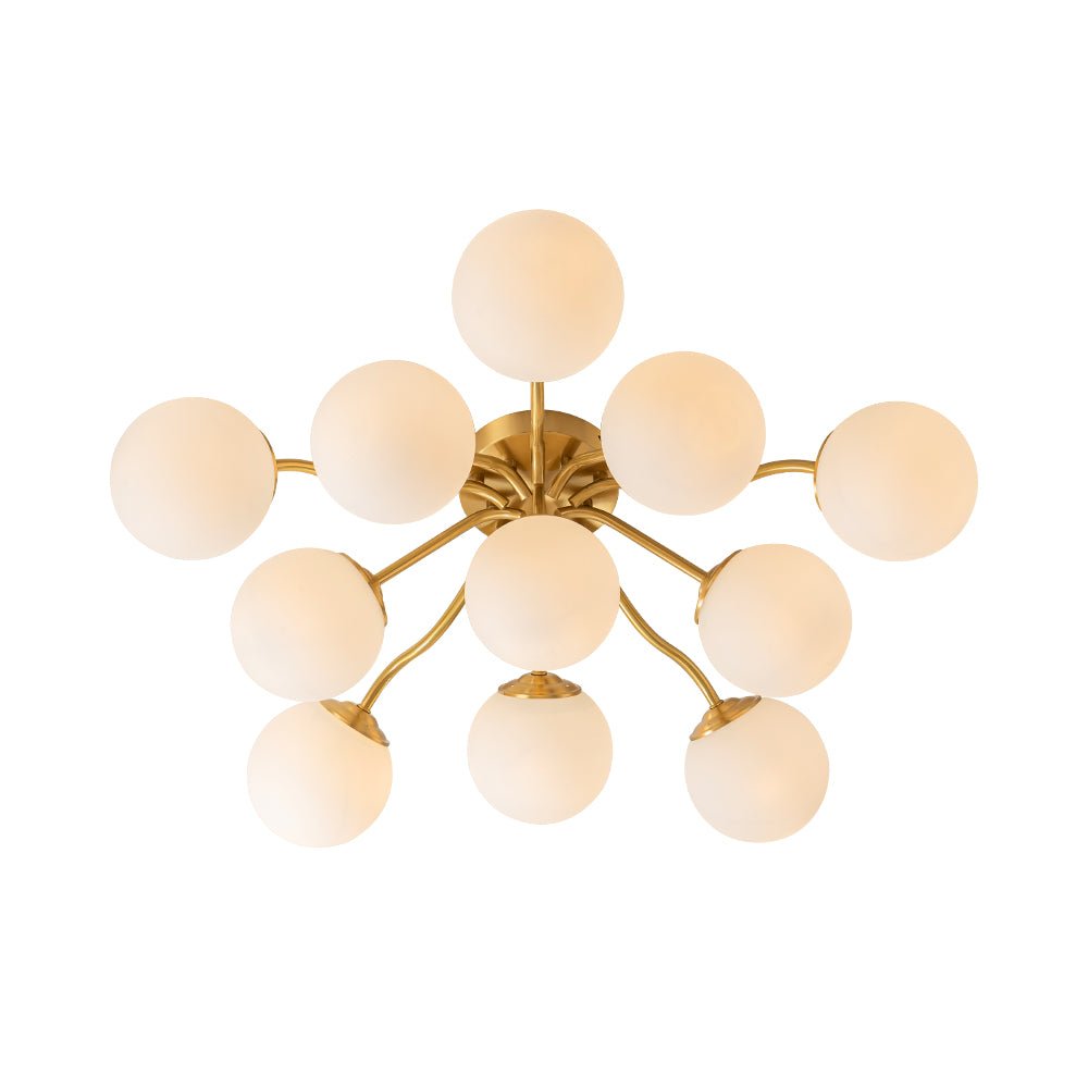 (OpenBox) Bloom Brass Frosted Glass Bubble Semi Flush Chandelier
