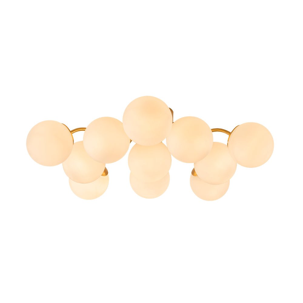 (OpenBox) Bloom Brass Frosted Glass Bubble Semi Flush Chandelier