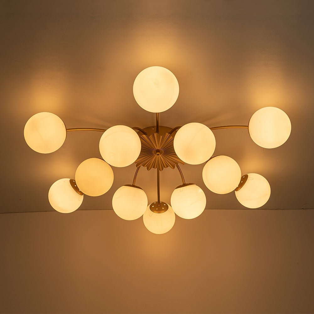 (OpenBox) Blossom 12-Light Opal Glass Bubble Semi Flush Chandelier