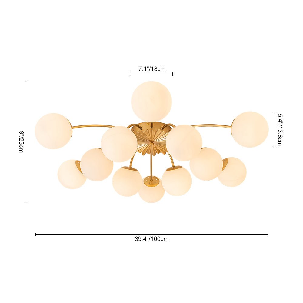 (OpenBox) Blossom 12-Light Opal Glass Bubble Semi Flush Chandelier