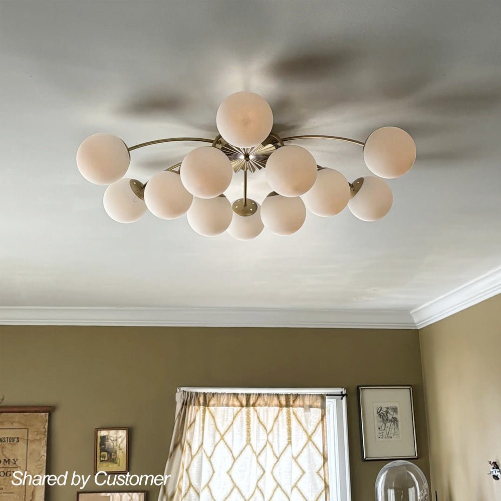(OpenBox) Blossom 12-Light Opal Glass Bubble Semi Flush Chandelier