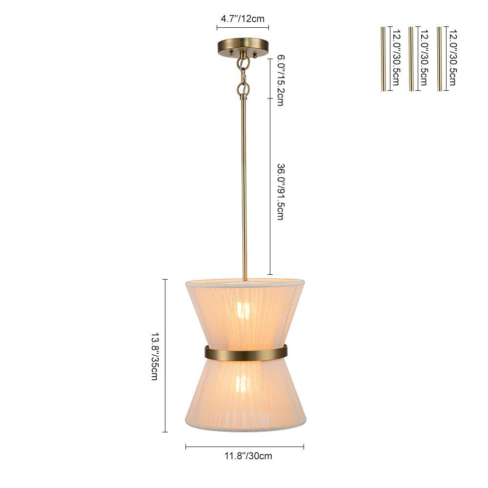 (OpenBox) Boho 2-Tier Woven Thread Tapered Drum Pendant Light