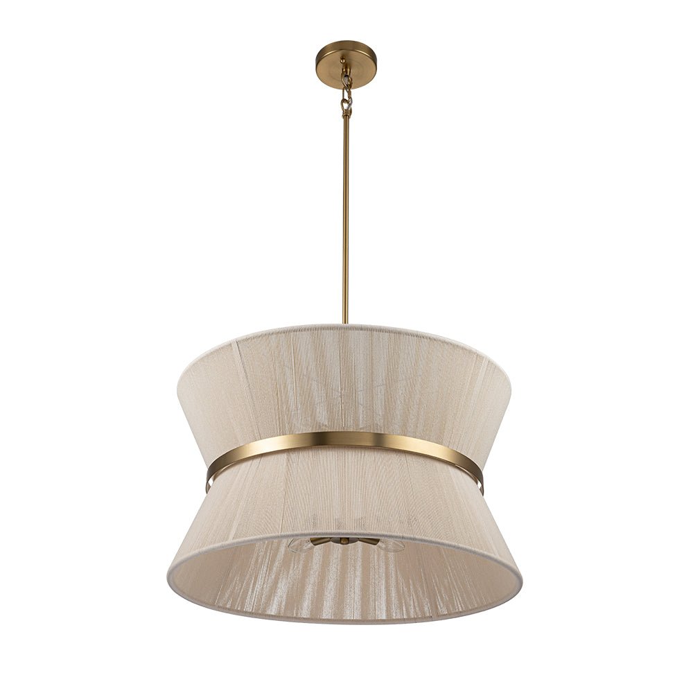 (OpenBox) Boho 2-Tier Woven Thread Tapered Drum Pendant Light