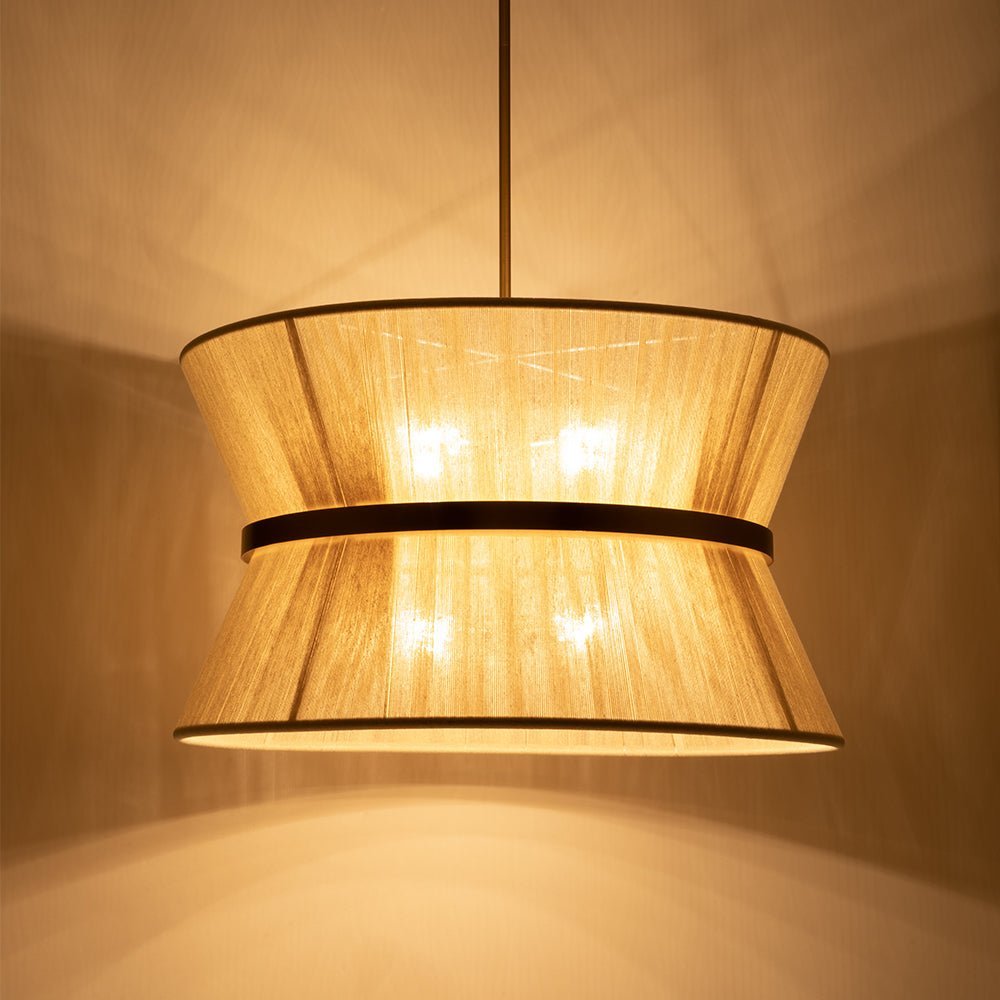 (OpenBox) Boho 2-Tier Woven Thread Tapered Drum Pendant Light