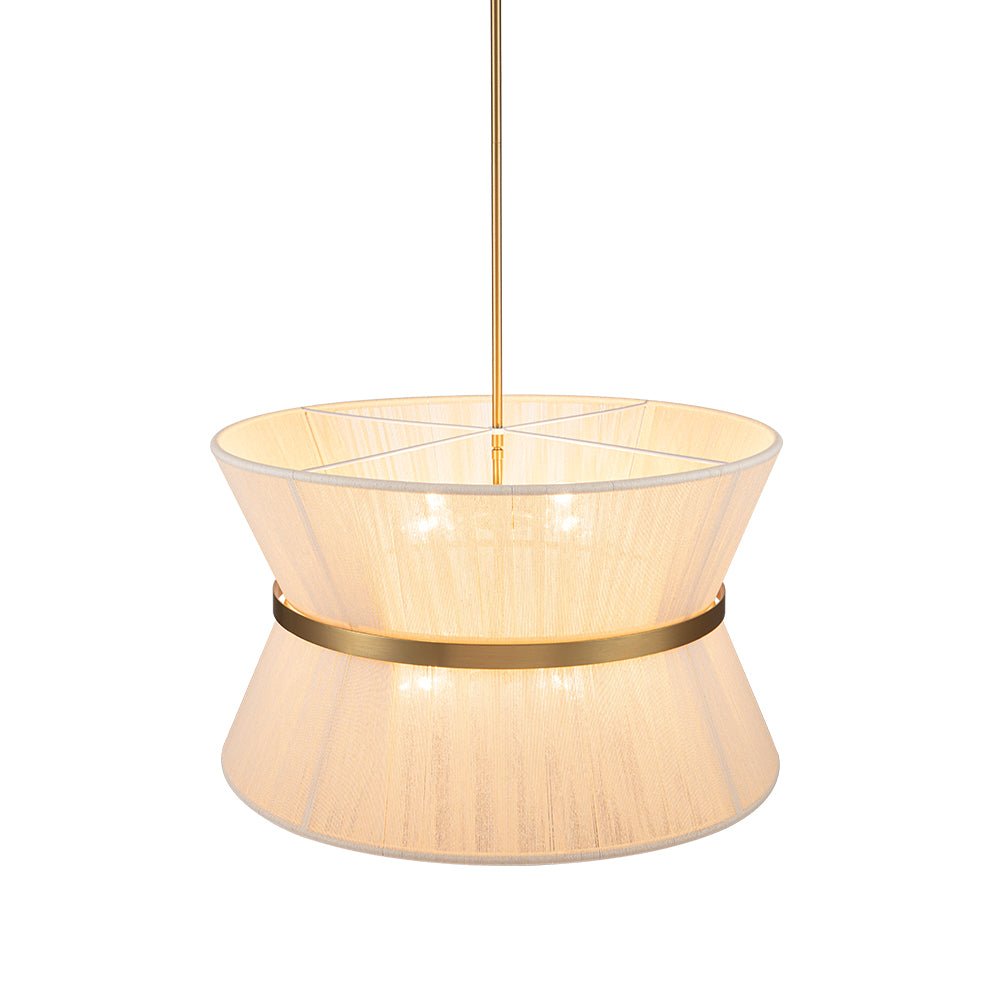 (OpenBox) Boho 2-Tier Woven Thread Tapered Drum Pendant Light