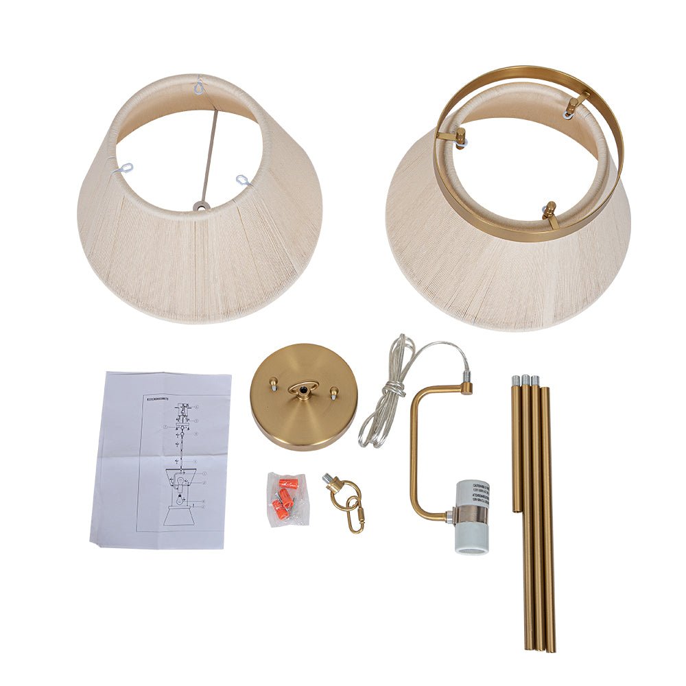 (OpenBox) Boho 2-Tier Woven Thread Tapered Drum Pendant Light