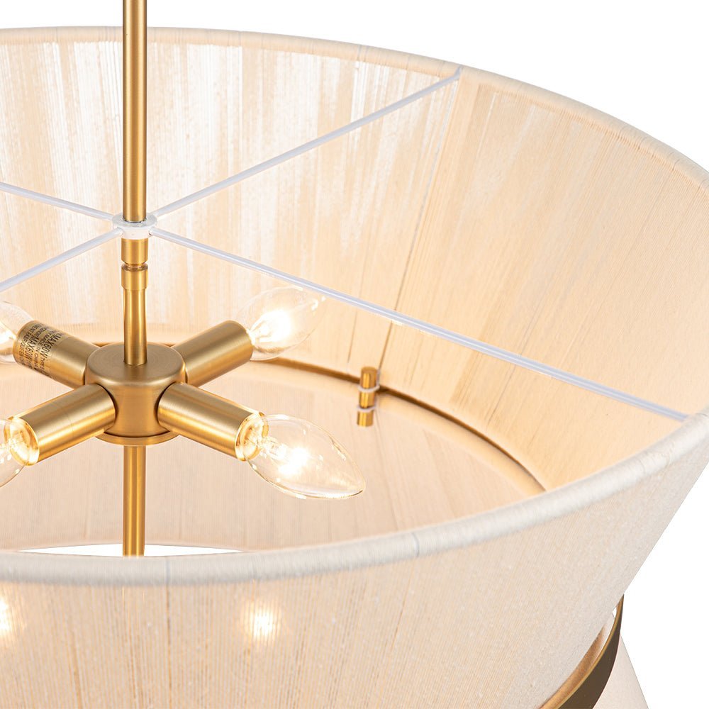 (OpenBox) Boho 2-Tier Woven Thread Tapered Drum Pendant Light