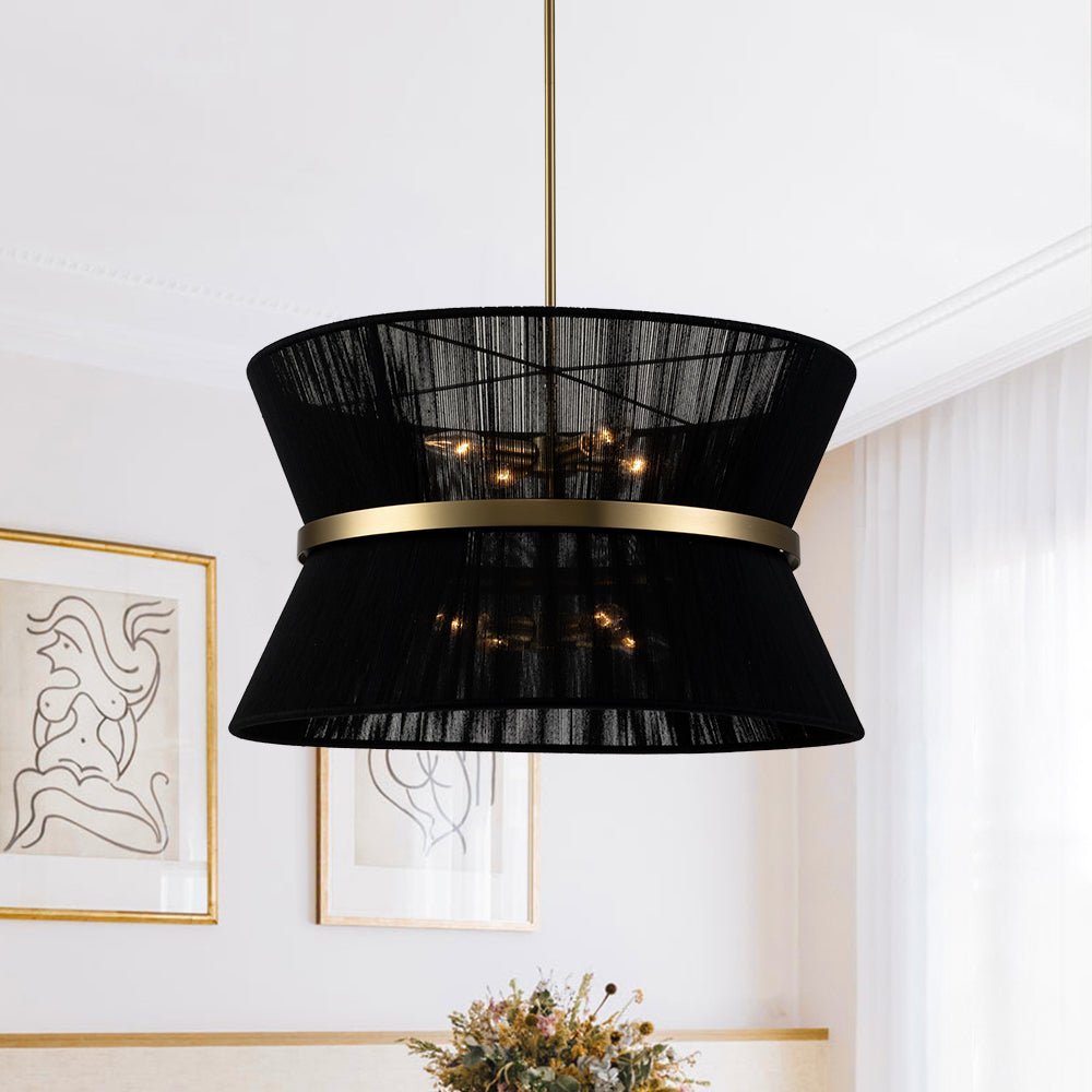 (OpenBox) Boho 2-Tier Woven Thread Tapered Drum Pendant Light