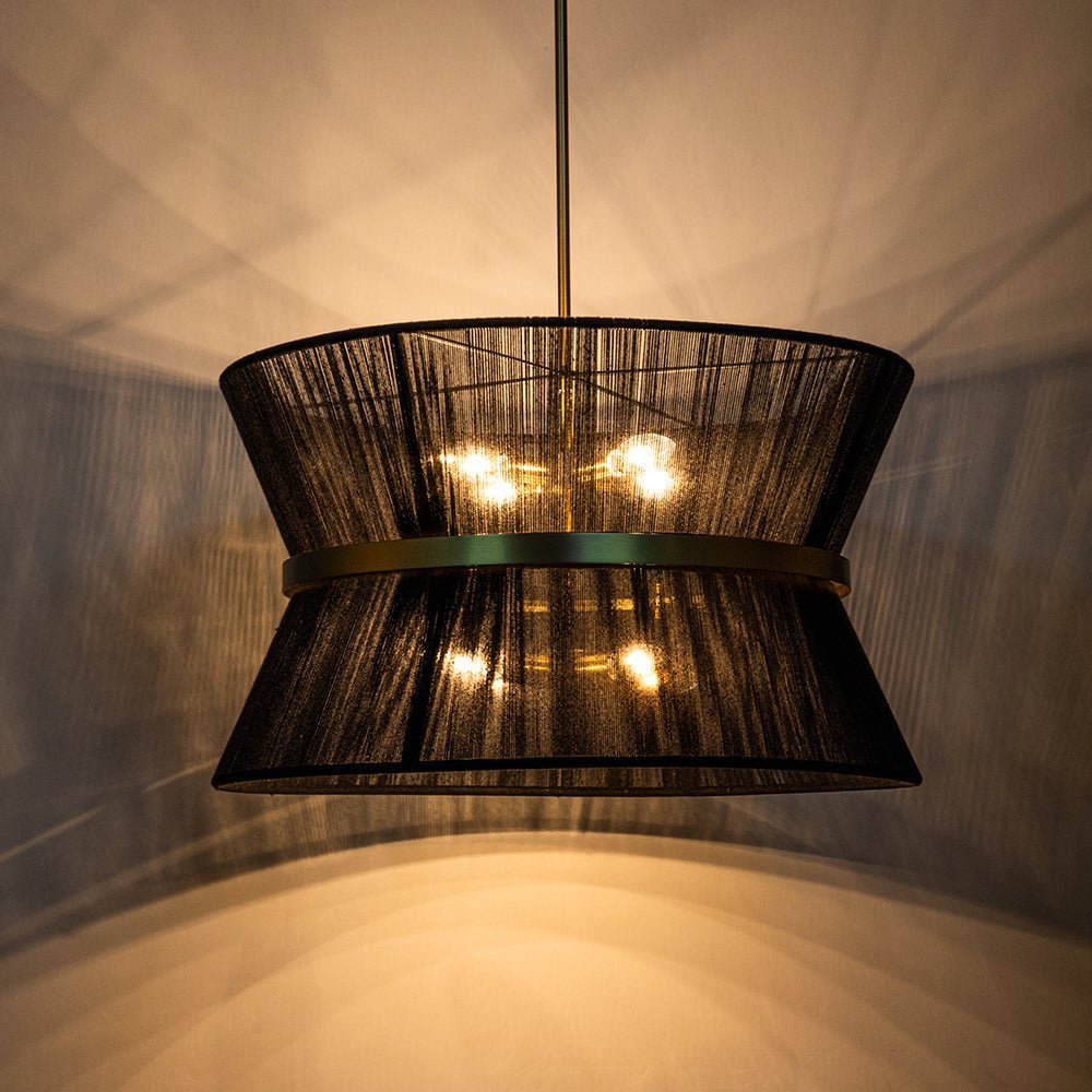 (OpenBox) Boho 2-Tier Woven Thread Tapered Drum Pendant Light