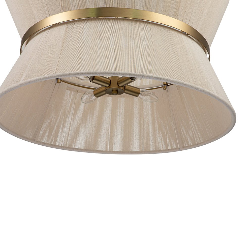 (OpenBox) Boho 2-Tier Woven Thread Tapered Drum Pendant Light