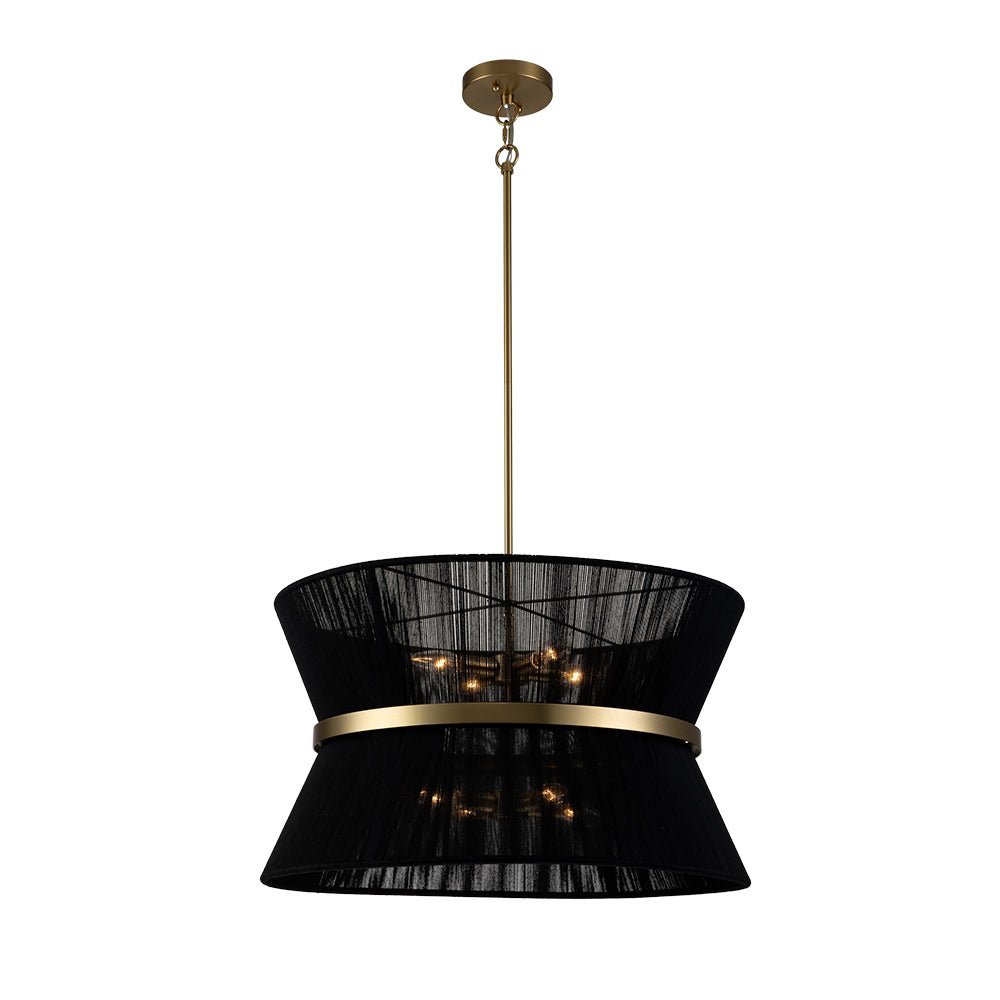 (OpenBox) Boho 2-Tier Woven Thread Tapered Drum Pendant Light
