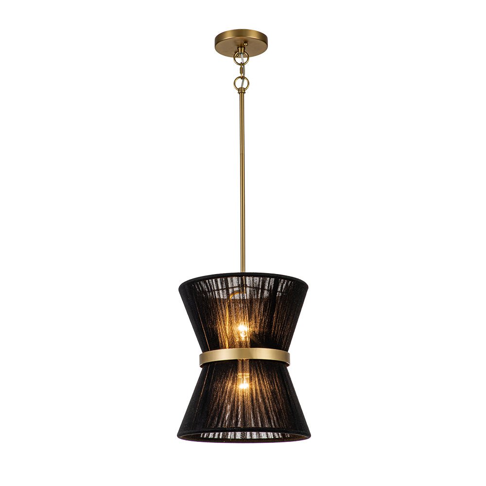 (OpenBox) Boho 2-Tier Woven Thread Tapered Drum Pendant Light