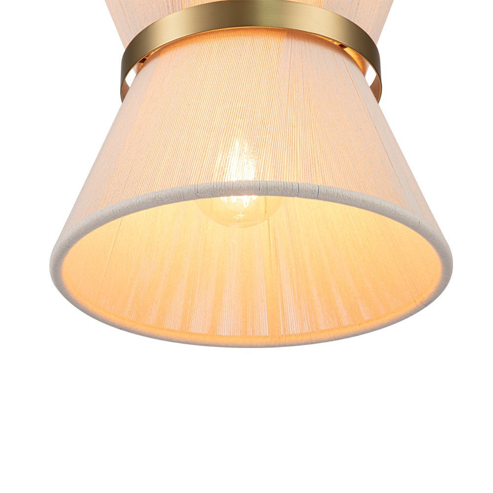 (OpenBox) Boho 2-Tier Woven Thread Tapered Drum Pendant Light