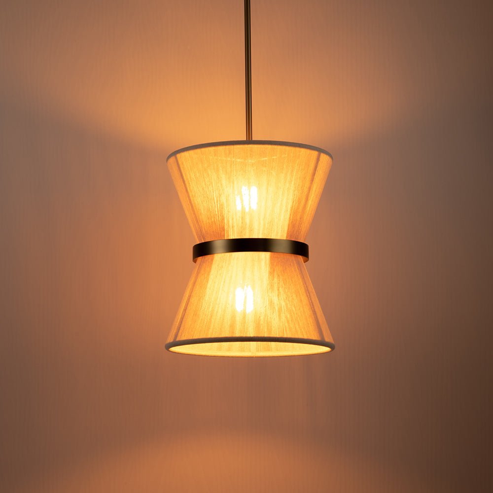 (OpenBox) Boho 2-Tier Woven Thread Tapered Drum Pendant Light