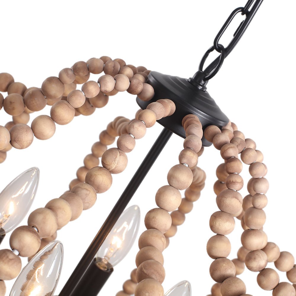 (OpenBox) Boho 4-Light Wood Beaded Lantern Pendant