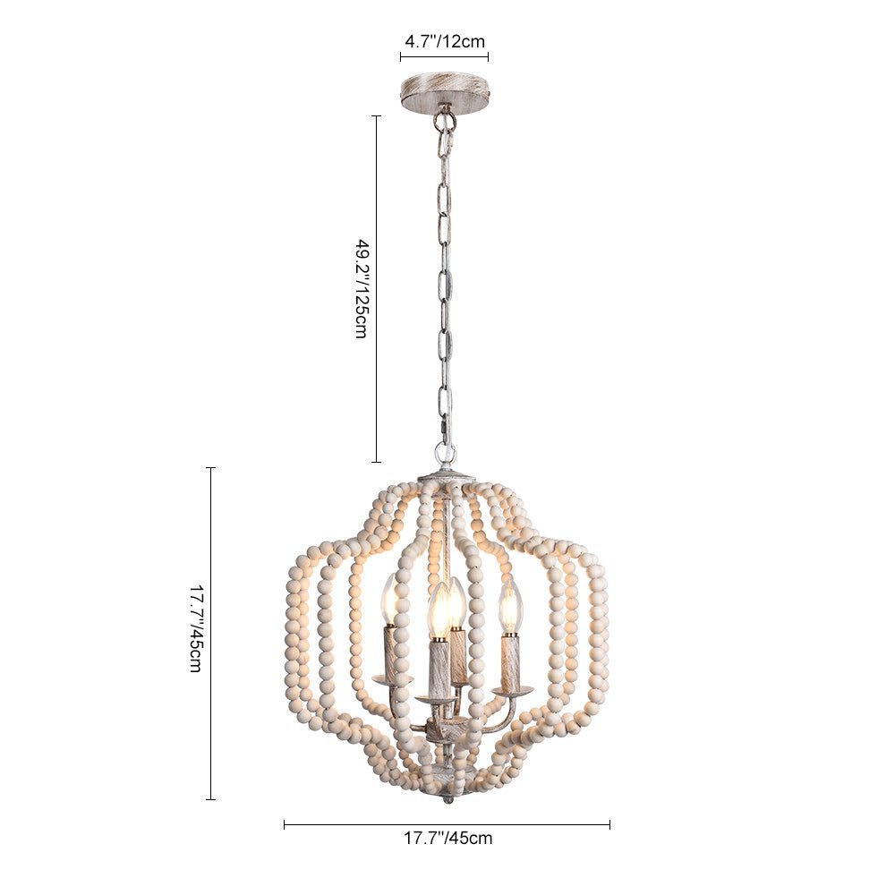 (OpenBox) Boho 4-Light Wood Beaded Lantern Pendant
