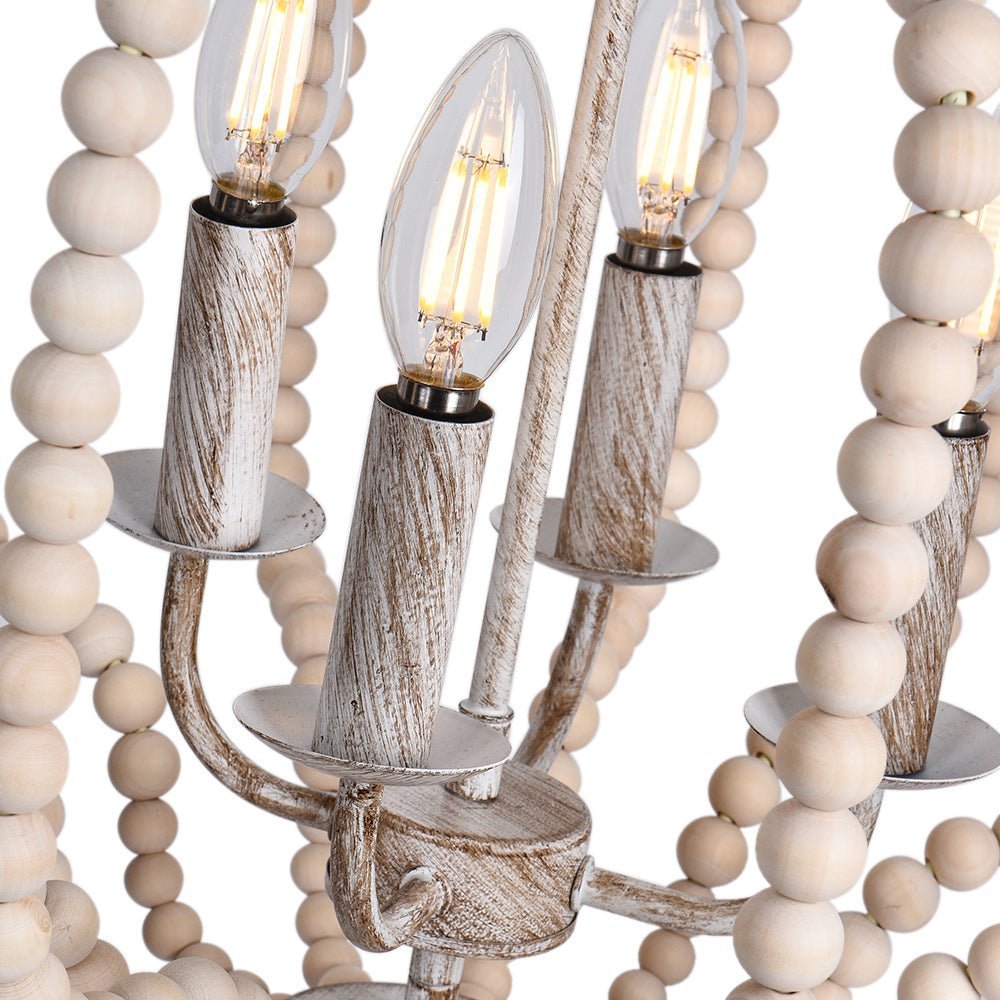 (OpenBox) Boho 4-Light Wood Beaded Lantern Pendant
