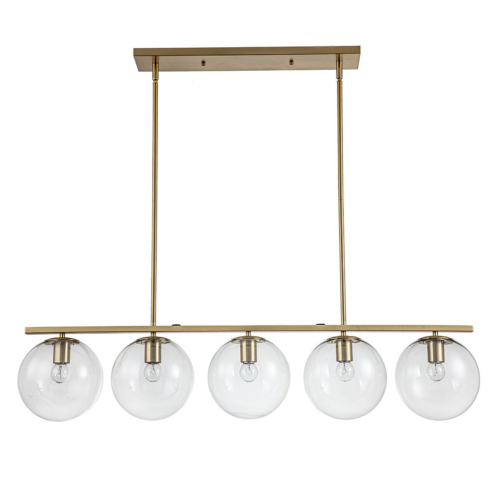 (OpenBox) Brass 5-Light Glass Globe Linear Pendant