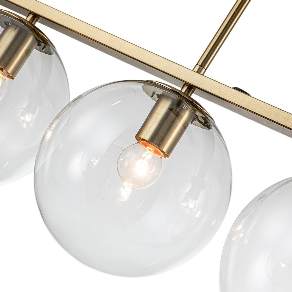(OpenBox) Brass 5-Light Glass Globe Linear Pendant