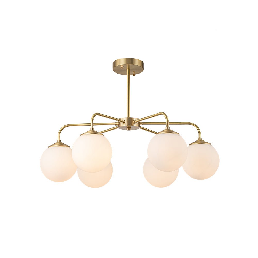 (OpenBox) Brass 6-Light Milky White Globe Round Chandelier