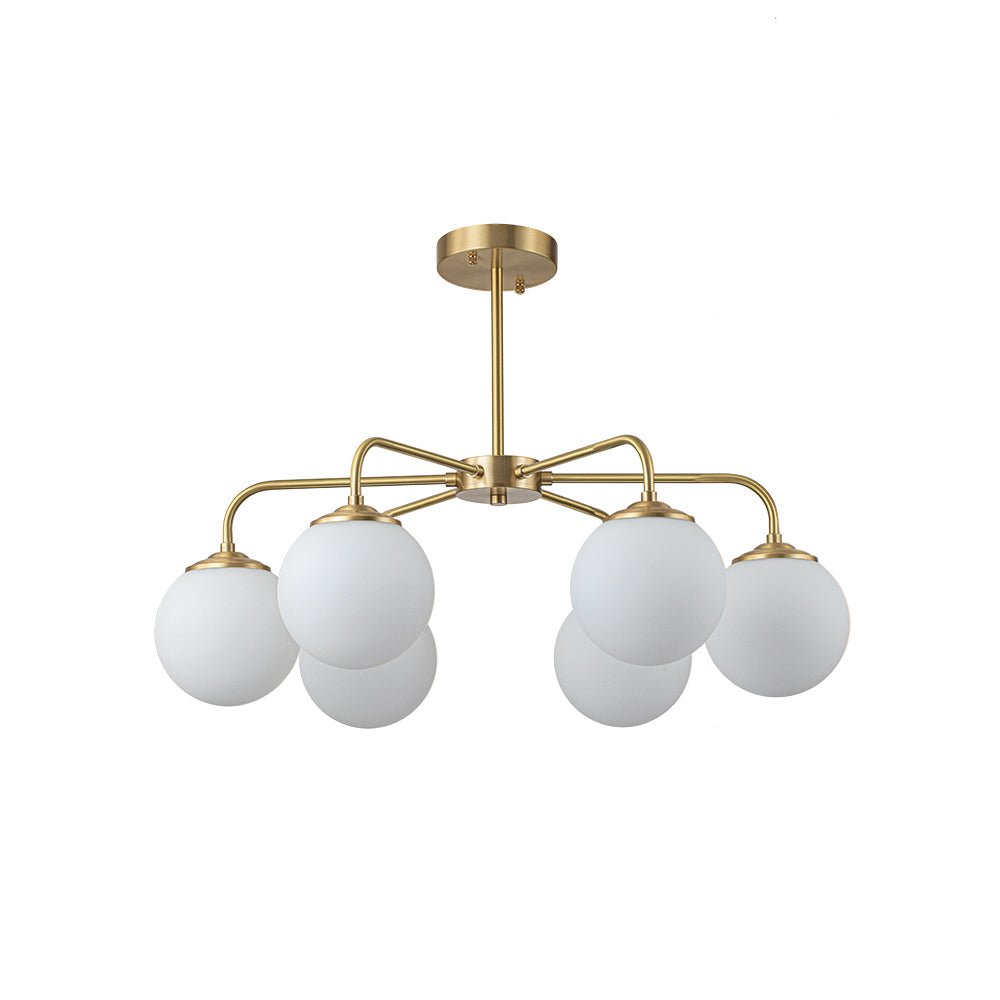 (OpenBox) Brass 6-Light Milky White Globe Round Chandelier