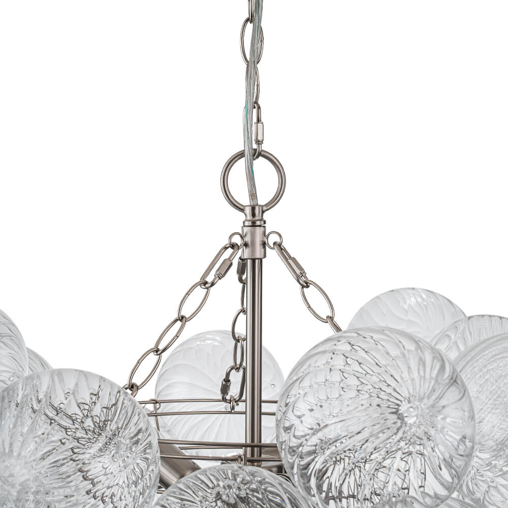 (OpenBox) Brass Cluster Ribbed Glass Globe Bubble Chandelier
