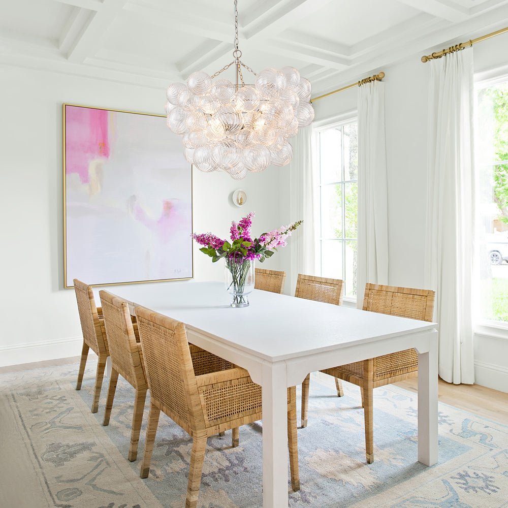 (OpenBox) Brass Cluster Ribbed Glass Globe Bubble Chandelier
