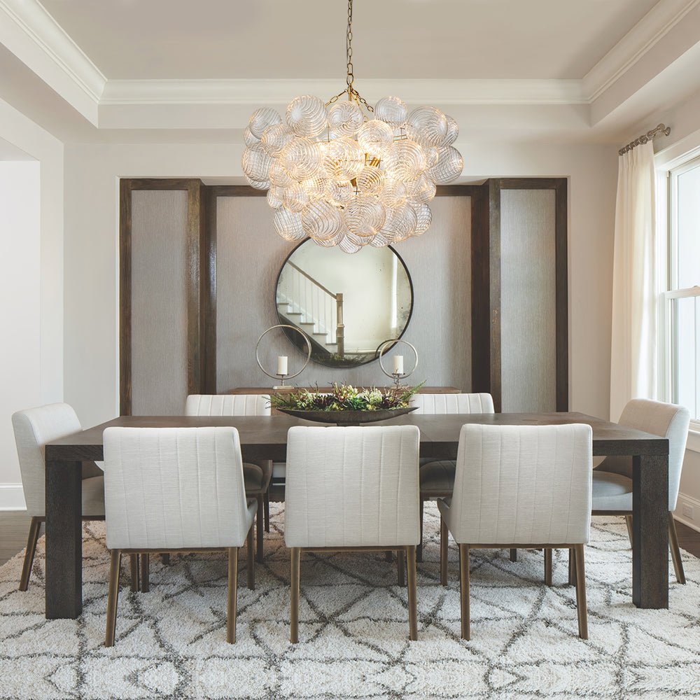 (OpenBox) Brass Cluster Ribbed Glass Globe Bubble Chandelier