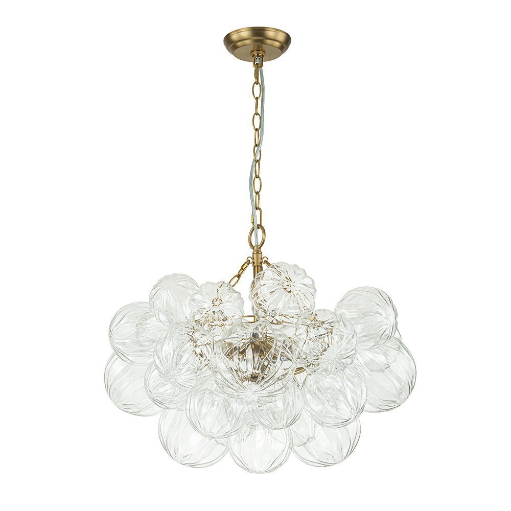 (OpenBox) Brass Cluster Sculpture Texture Glass Globe Bubble Chandelier