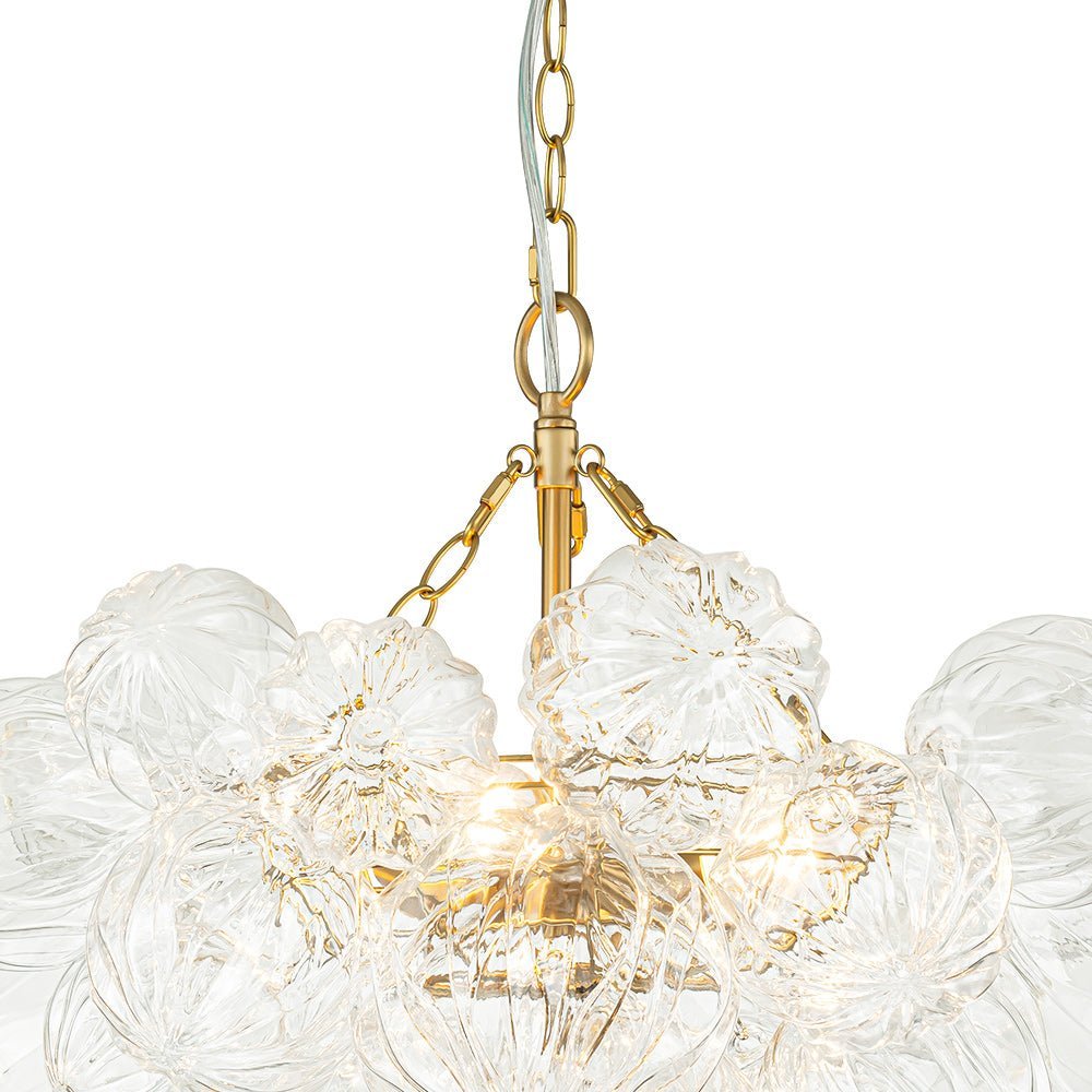 (OpenBox) Brass Cluster Sculpture Texture Glass Globe Bubble Chandelier