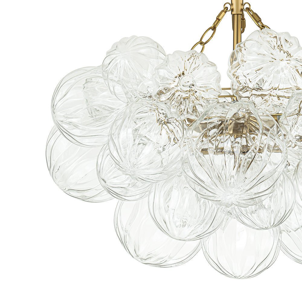 (OpenBox) Brass Cluster Sculpture Texture Glass Globe Bubble Chandelier