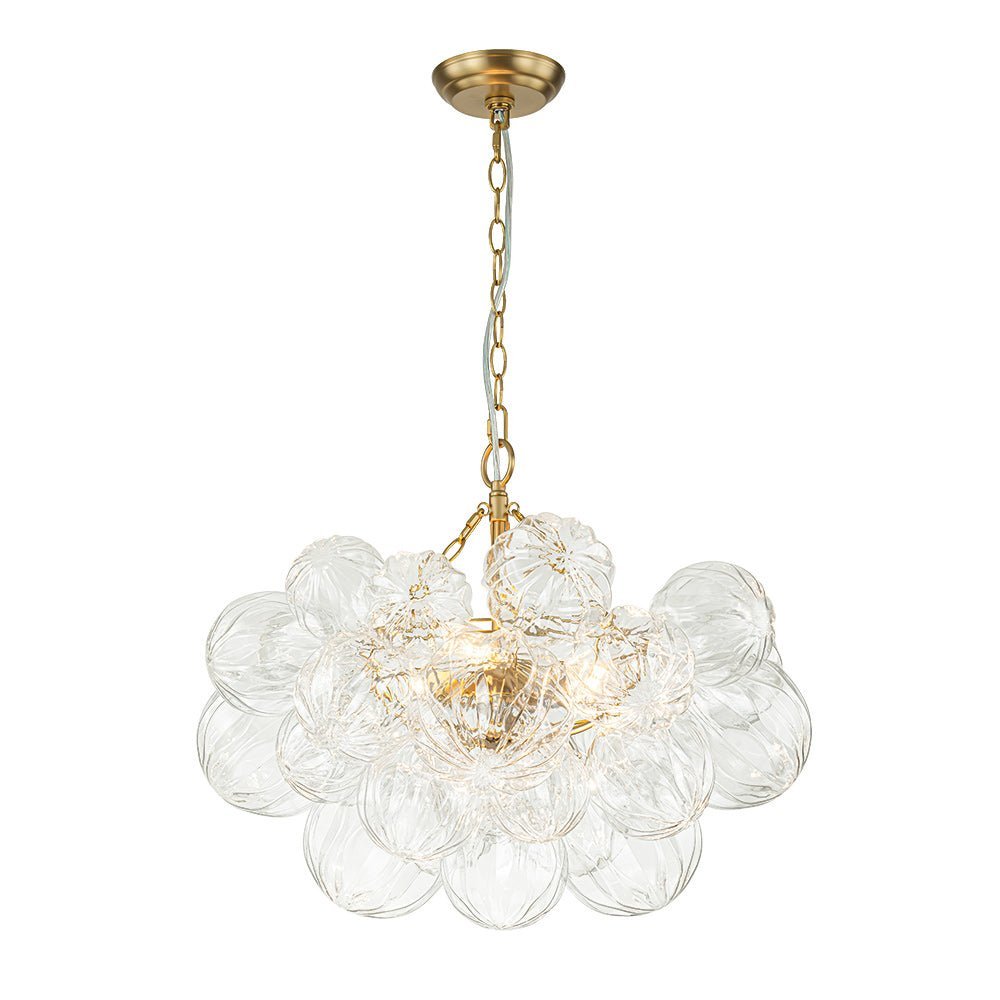 (OpenBox) Brass Cluster Sculpture Texture Glass Globe Bubble Chandelier