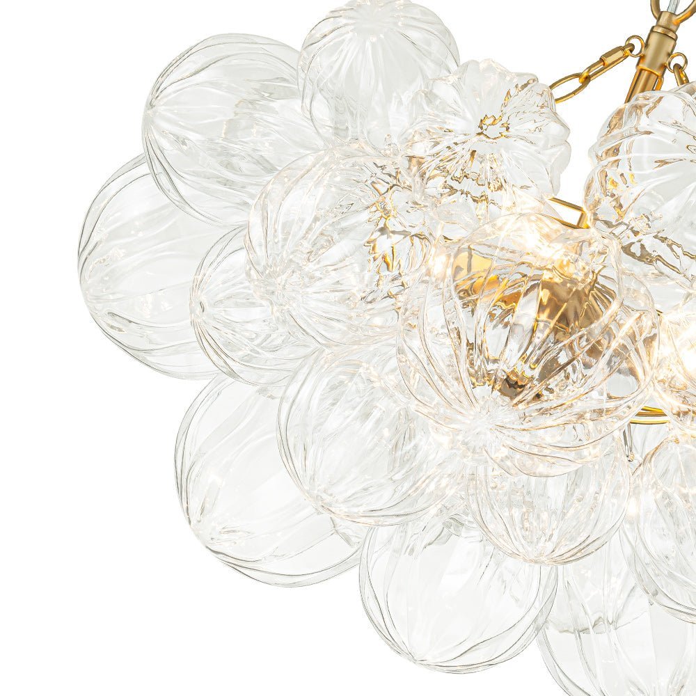 (OpenBox) Brass Cluster Sculpture Texture Glass Globe Bubble Chandelier